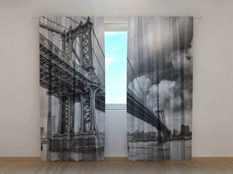 Curtains Black and white Bridge