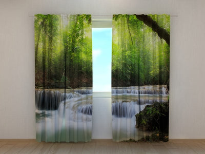 Curtains Forest waterfall in spring