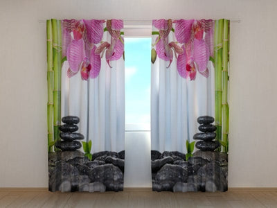 Curtains Orchids and bamboo
