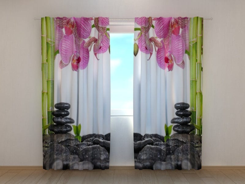 Curtains Orchids and bamboo