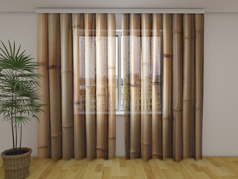 Curtains Dry brown bamboo 160 x 140 cm (2x80x140 cm) / Chiffon