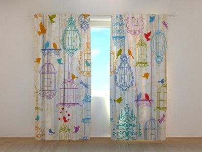 Curtains Bright birds Tapetenshop.lv