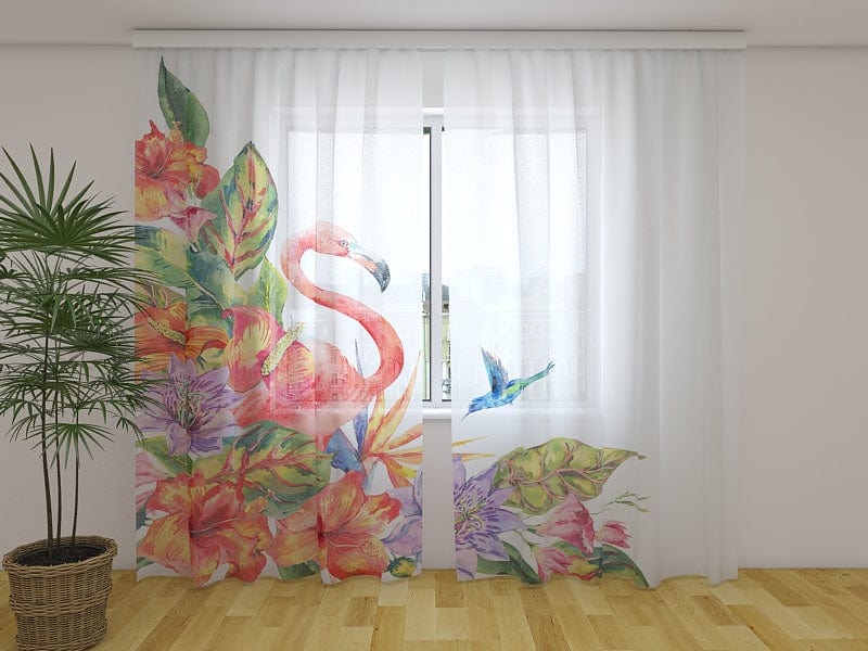 Dienas un nakts aizkari - Tropu Flamingo Tapetenshop.lv
