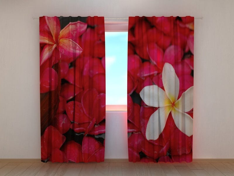 Curtains Fiery pink flowers