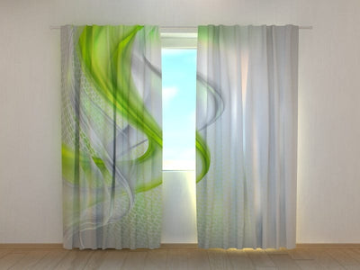Curtains Green abstraction Tapetenshop.lv
