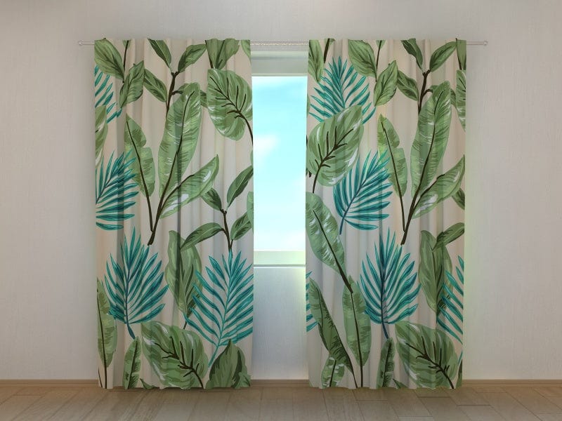 Curtains Green leaves Tapetenshop.lv