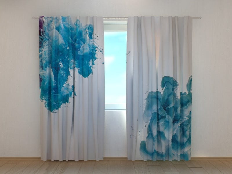 Dienas un nakts aizkari - Zilas krāsas šļakatas 180 x 140 cm (2x  90x140 cm) / SCREEN Tapetenshop.lv