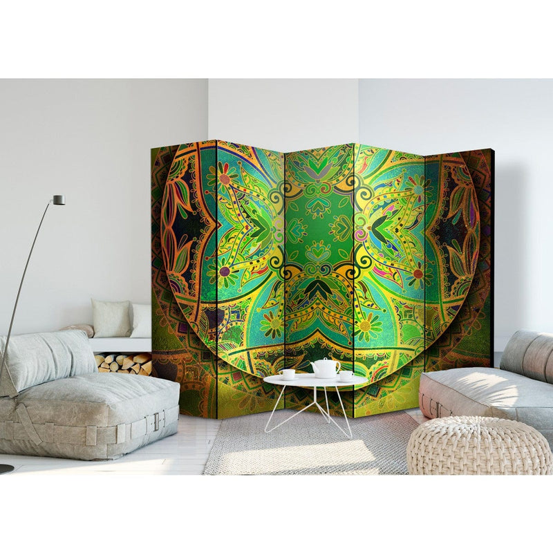 Aizslietnis ar austrumu ornamentu - Mandala: Zaļā enerģija II 225x172 cm ART