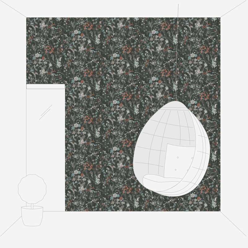 Ar ziedu rakstu tapetes AS Creation melnā krāsā AS 388254 AS Creation