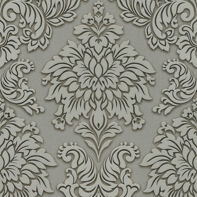 Baroka stila tapešu ornamenti ar mirdzuma efektu - pelēkā krāsā, 1320525 AS Creation
