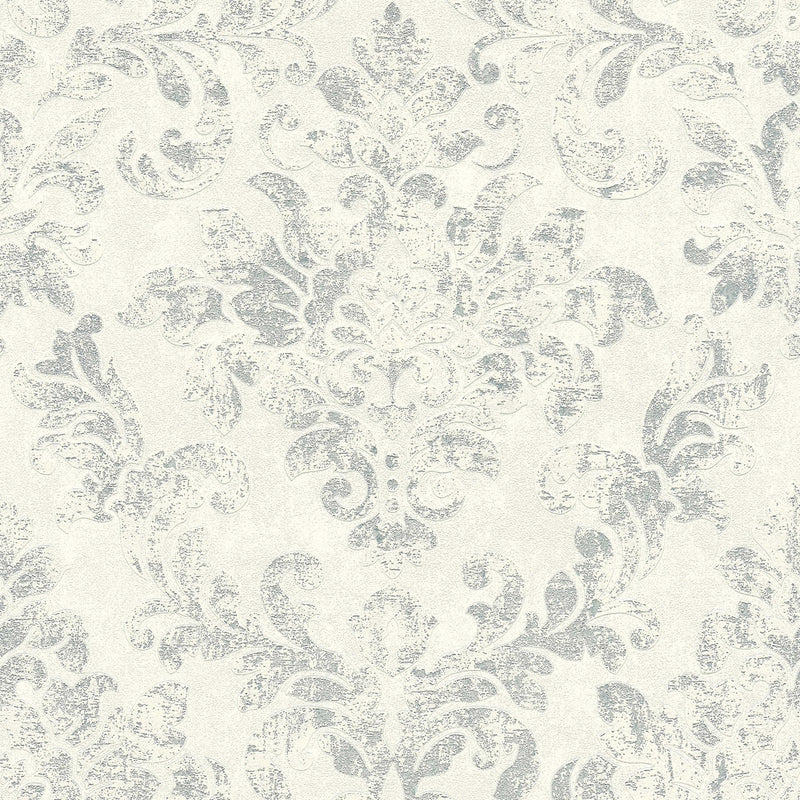 Baroque wallpaper with vintage ornaments - grey, silver, 1332566 AS Creation
