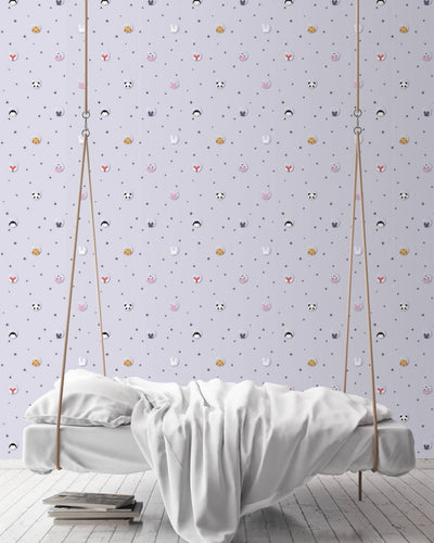 Wallpaper with animals and stars for children's room, grey, 1350767 Without PVC AS Creation