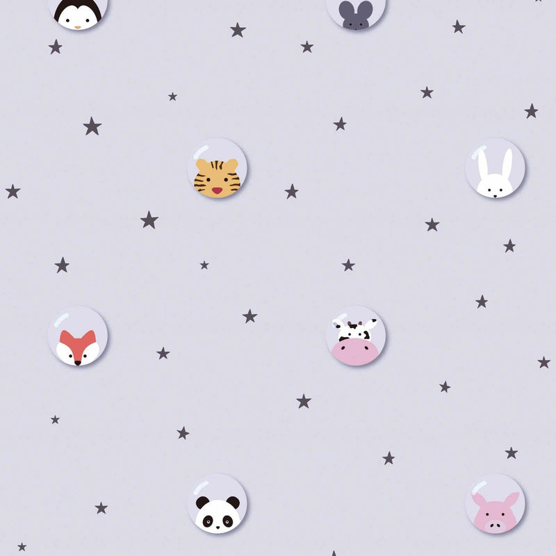 Wallpaper with animals and stars for children&