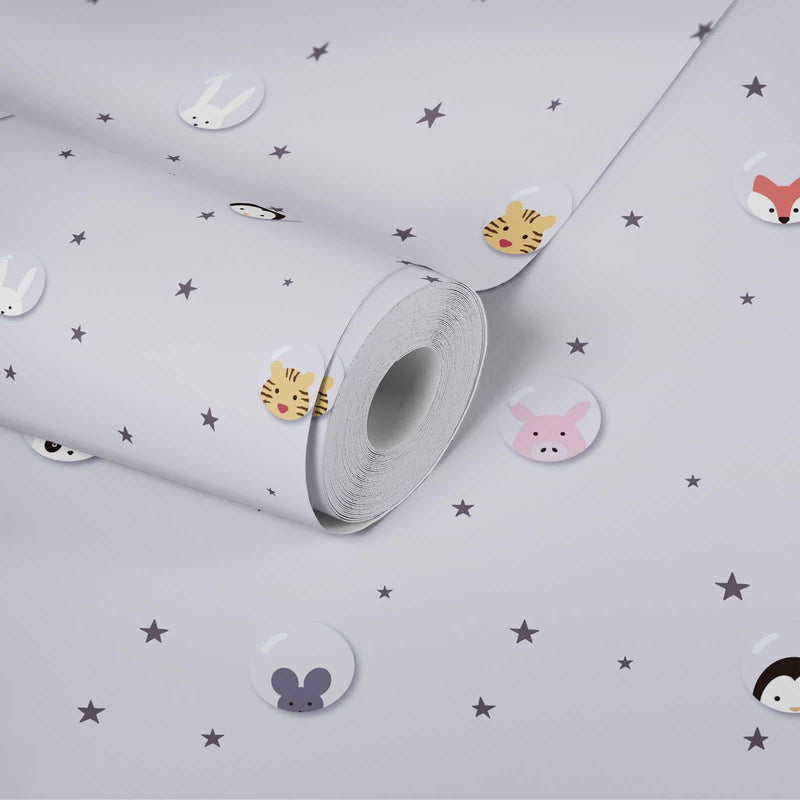 Wallpaper with animals and stars for children&