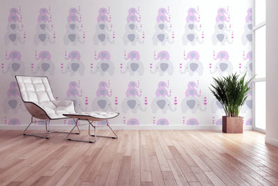 Vaikų kambarys tapetai mergaitėms - su drambliais rožinė 1350650 Be PVC AS Creation