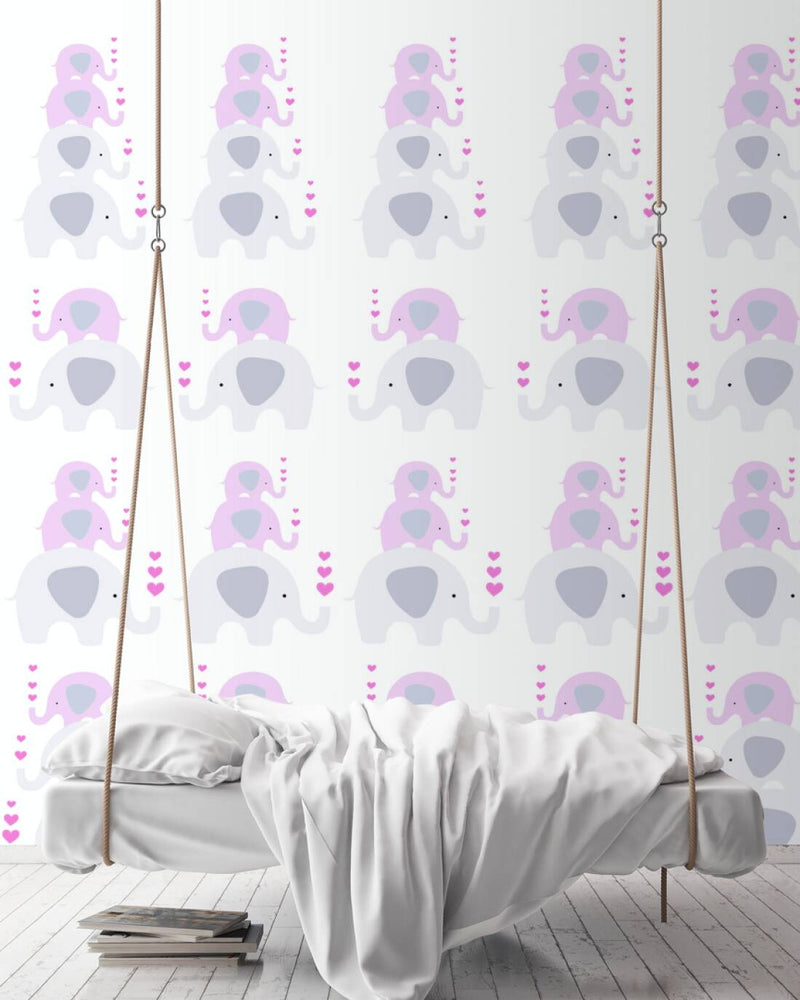 Обои для детской комнаты для девочек - со слониками в розовом цвете 1350650 Без ПВХ AS Creation
