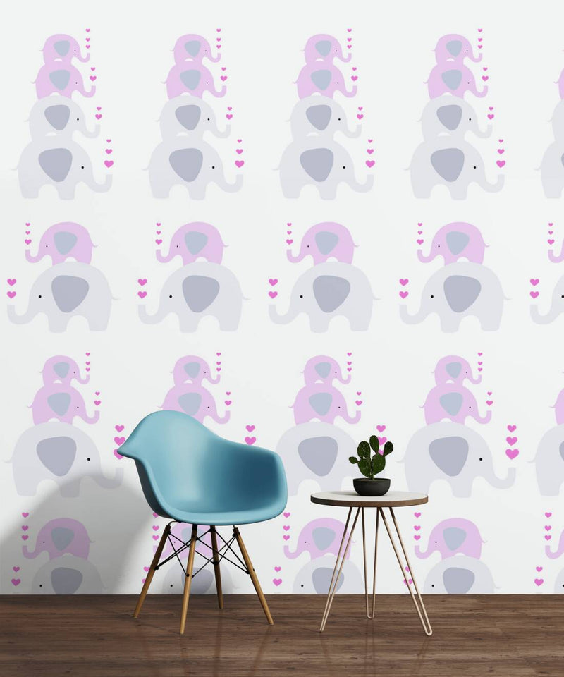 Nursery wallpaper for girls - with elephants in pink 1350650 Without PVC AS Creation