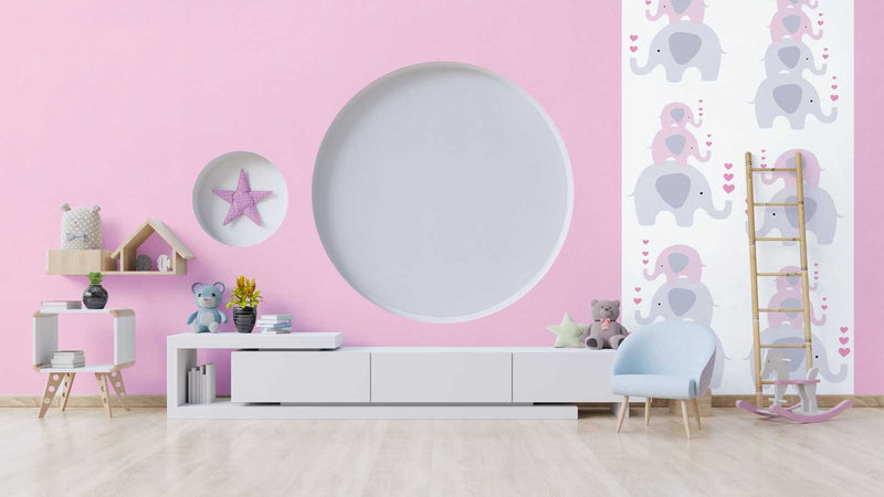 Обои для детской комнаты для девочек - со слониками в розовом цвете 1350650 Без ПВХ AS Creation