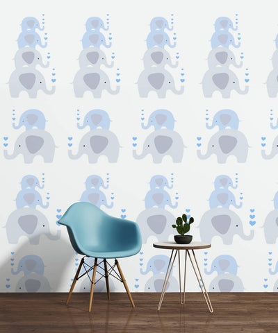 Nursery wallpaper for boys - with elephants in blue, 1350647 Without PVC AS Creation