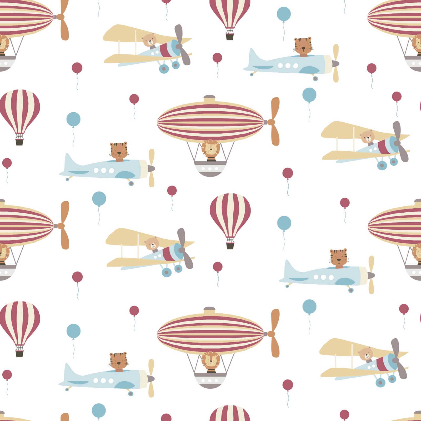 Bērnu istabas tapetes lidmašīnas un gaisa baloni, 381261, Bez PVC 🌿 AS Creation