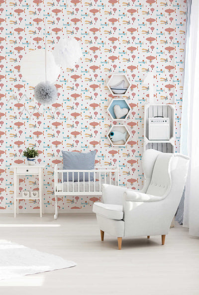 Children's room wallpaper airplanes and balloons, 1350515 Without PVC AS Creation