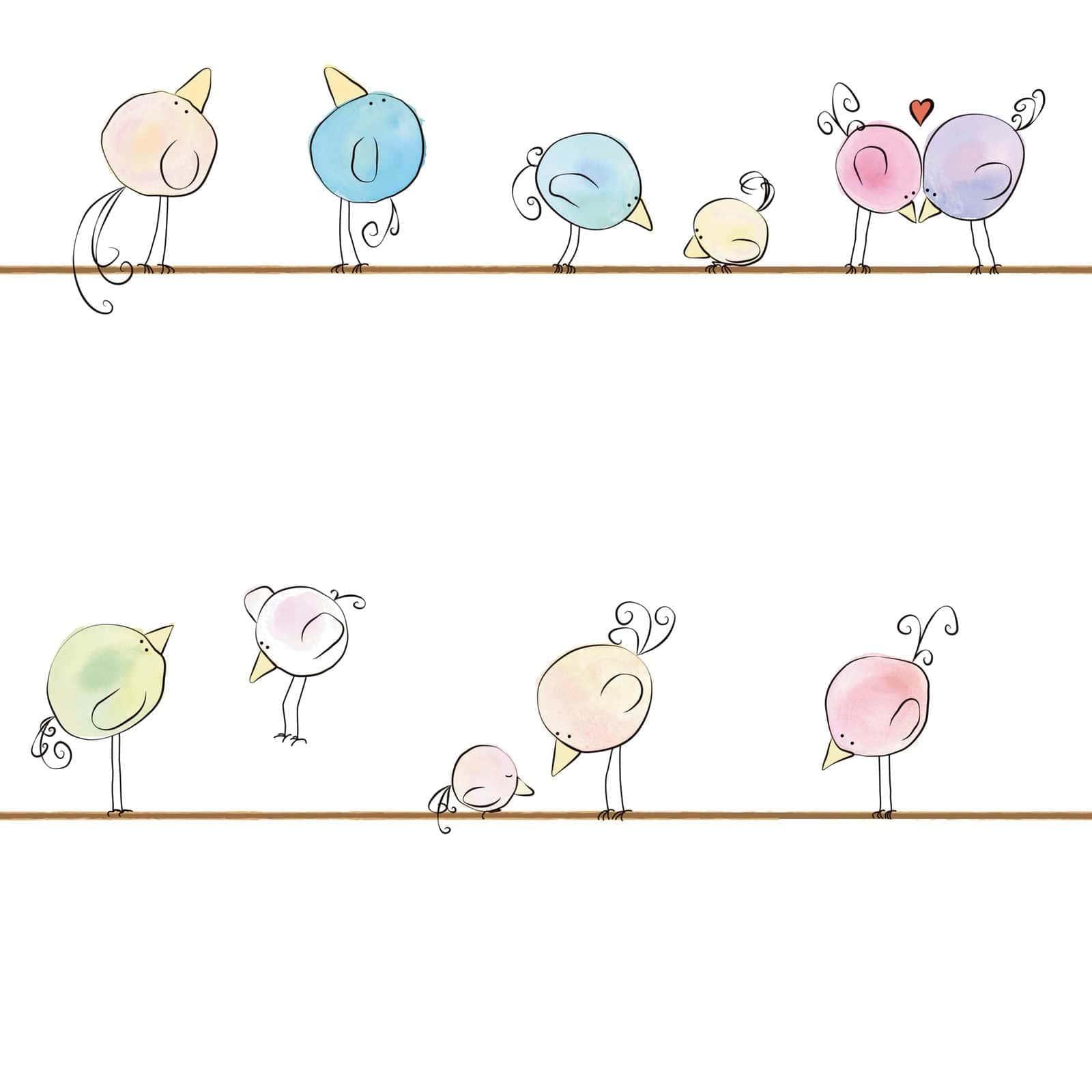 Bērnu tapetes akvareļu krāsās un jautriem putniem, 381371, Bez PVC 🌿 AS Creation