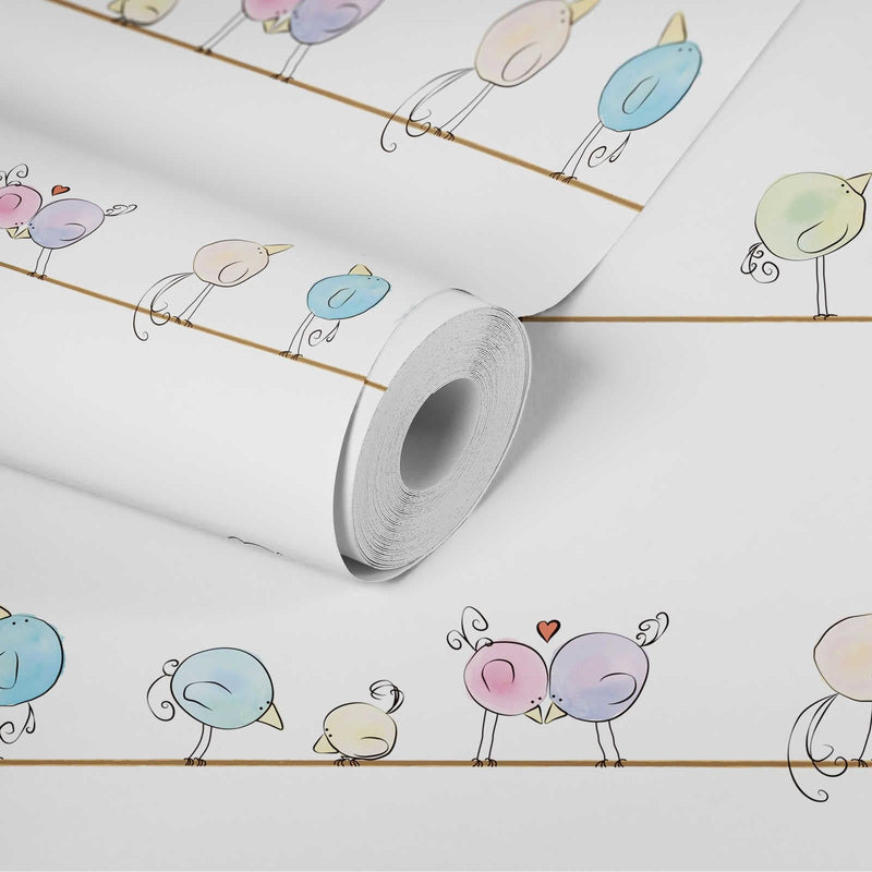 Akvarelinių spalvų vaikiški tapetai su linksmais paukščiais, 1350673 Be PVC AS Creation