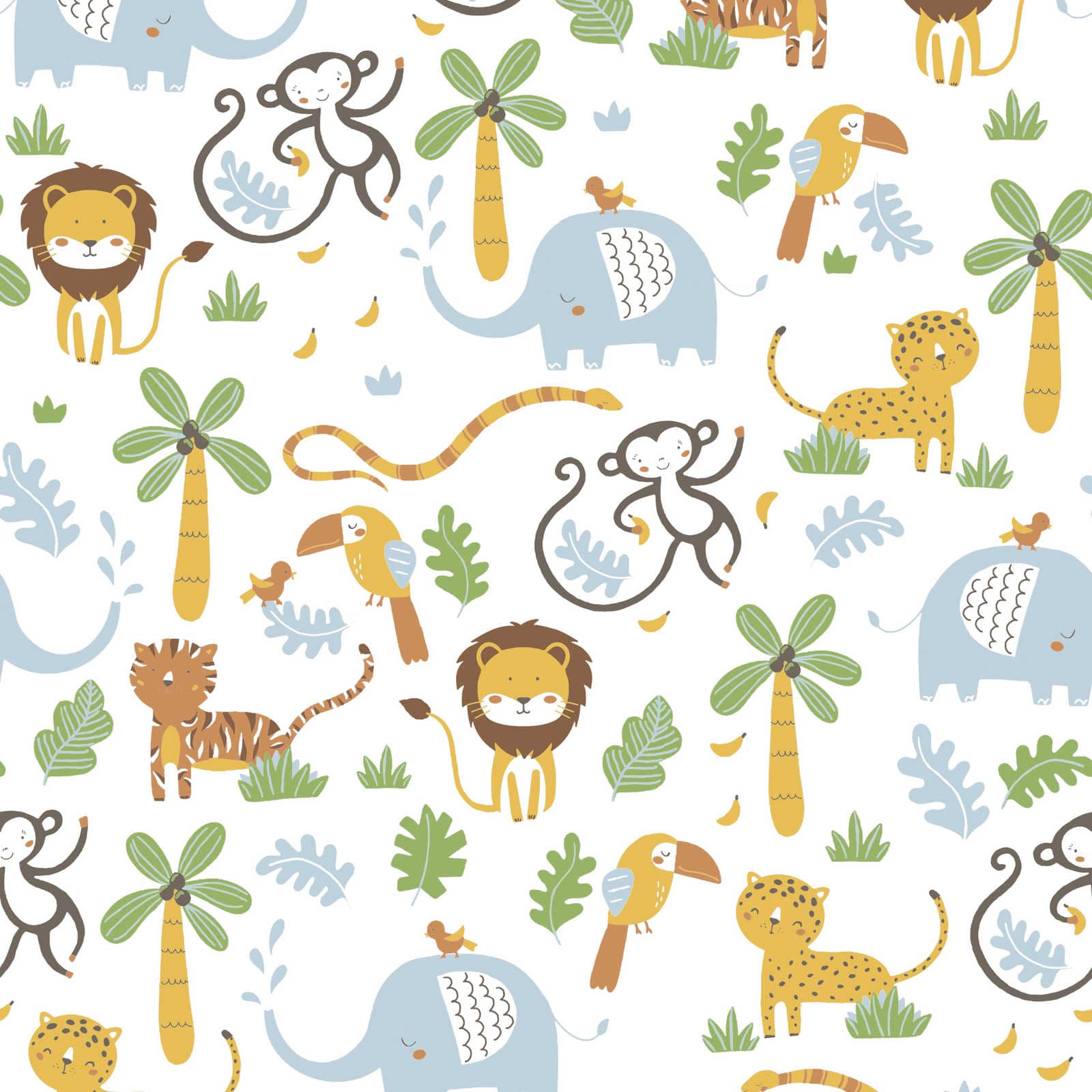 Bērnu tapetes ar džungļu dzīvniekiem – daudzkrāsainas, 381152, Bez PVC 🌿 AS Creation