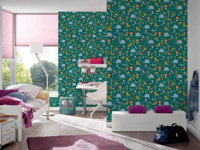 Children's wallpaper with jungle animals - green, 1350337 Without PVC AS Creation