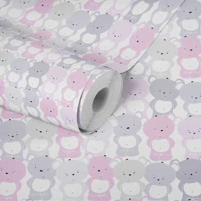Children's wallpaper for girl's room with bears in pink 1350554 Without PVC AS Creation
