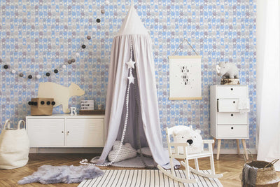 Children's wallpaper for boys' room with bears in blue and grey 1350553 Without PVC AS Creation