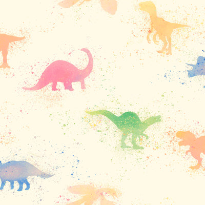 Multicoloured children's watercolour wallpaper with dinosaurs, 1351025 Without PVC AS Creation