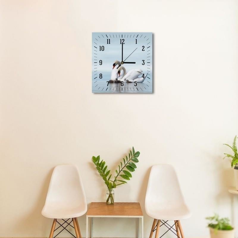 Dekoratīvais sienas pulkstenis Gulbju ģimene Home Trends
