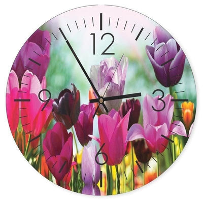 Dekoratīvais sienas pulkstenis Krāsainas tulpes Home Trends