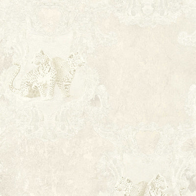 Dekoratīvas tapetes ar leopardiem un ornamentu krēmkrāsā, 1217112 AS Creation