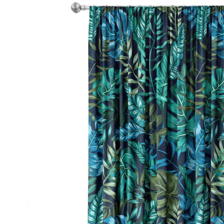 Dekoratīvie Dienas un nakts aizkari - - Monstera zilā mirdzumā, 147279 Tapetenshop.lv
