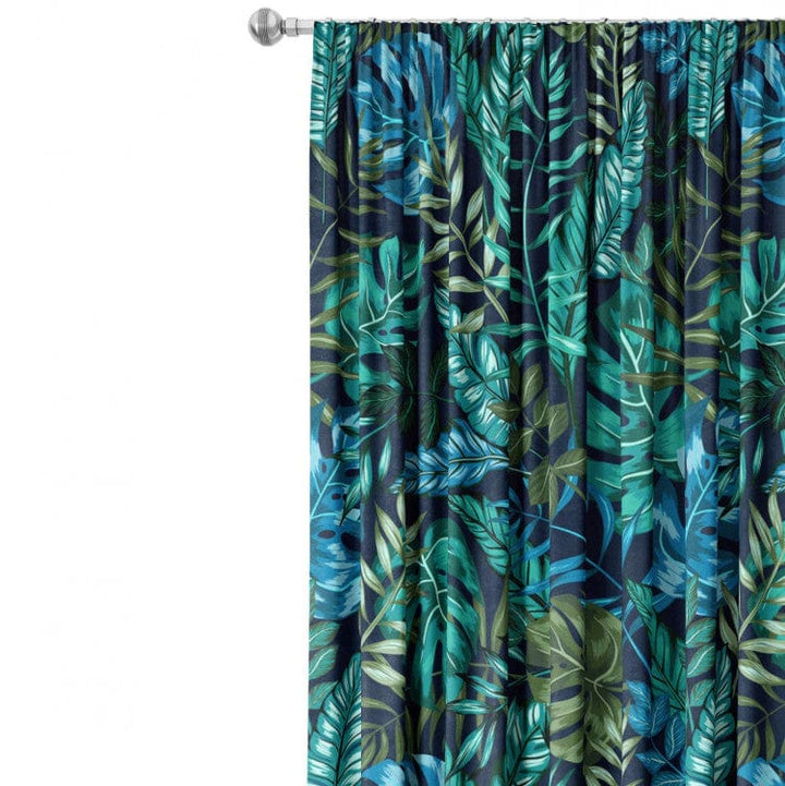 Dekoratīvie Dienas un nakts aizkari - - Monstera zilā mirdzumā, 147279 Tapetenshop.lv