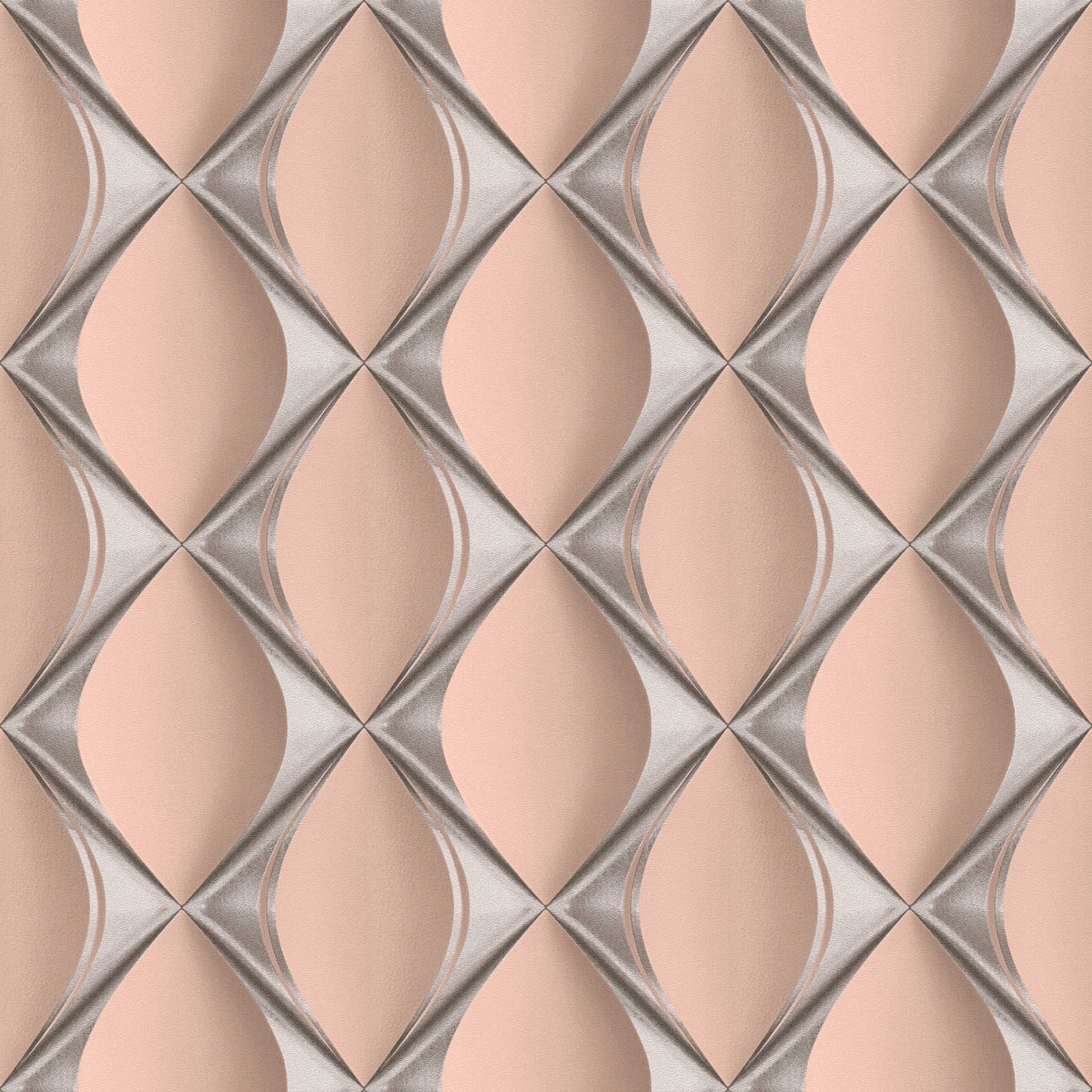 Dizaina tapetes ar 3D rombveida rakstu rozā krāsā - 1363542 AS Creation