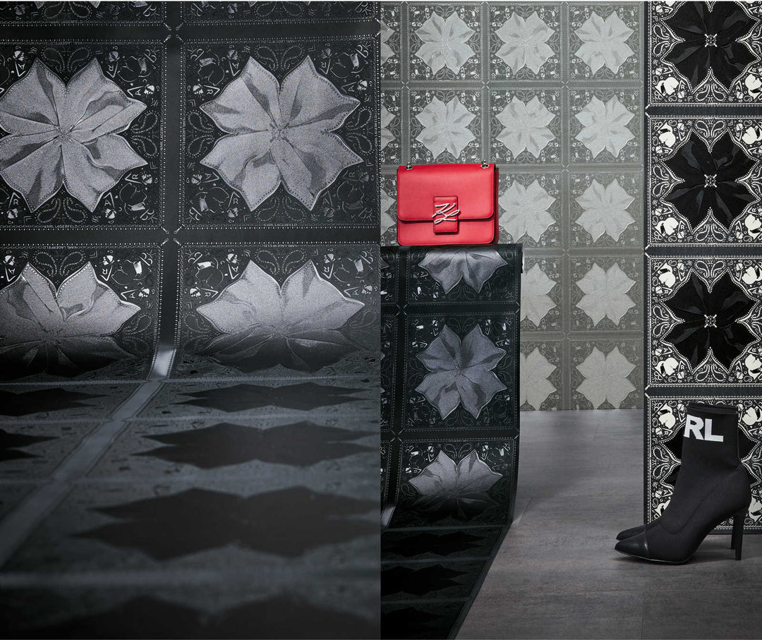 Dizaina tapetes Karl Lagerfeld ar rakstu, melnbaltas, 378452 AS Creation