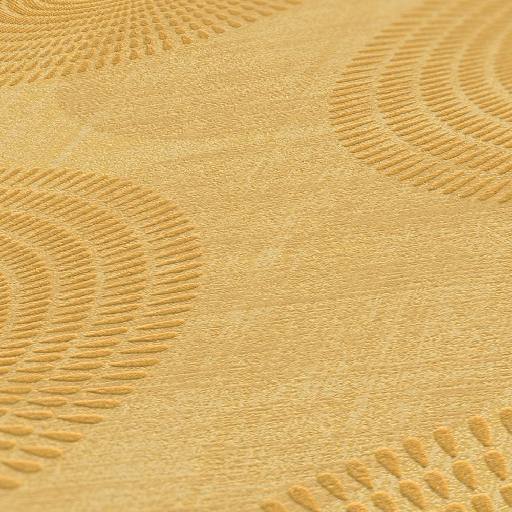 Flizelīna tapetes ar ģeometrisku apļu rakstu, dzeltenas AS 378324 AS Creation