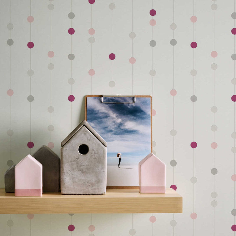 Non-Woven wallpapers with pink and beige dots AS Creation