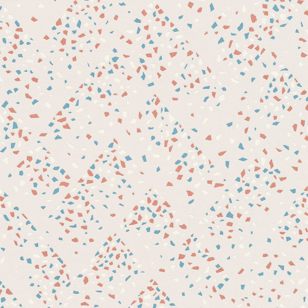 Terrazzo tapetes ar elementiem rozā un zilā krāsā 37394-3 AS Creation