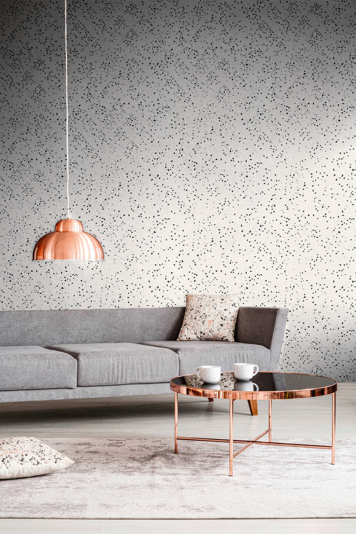 Melnbaltas terrazzo tapetes AS Creation 37394-2 AS Creation