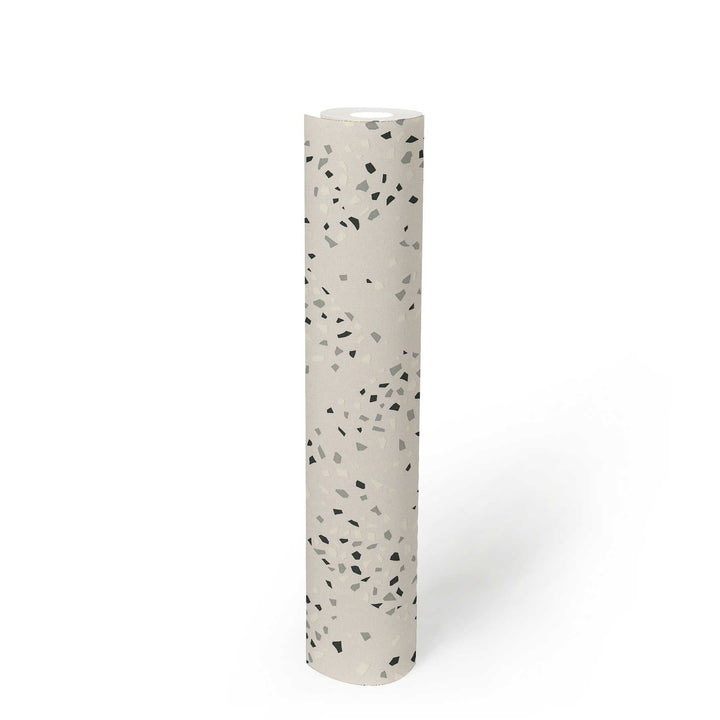 Melnbaltas terrazzo tapetes AS Creation 37394-2 AS Creation