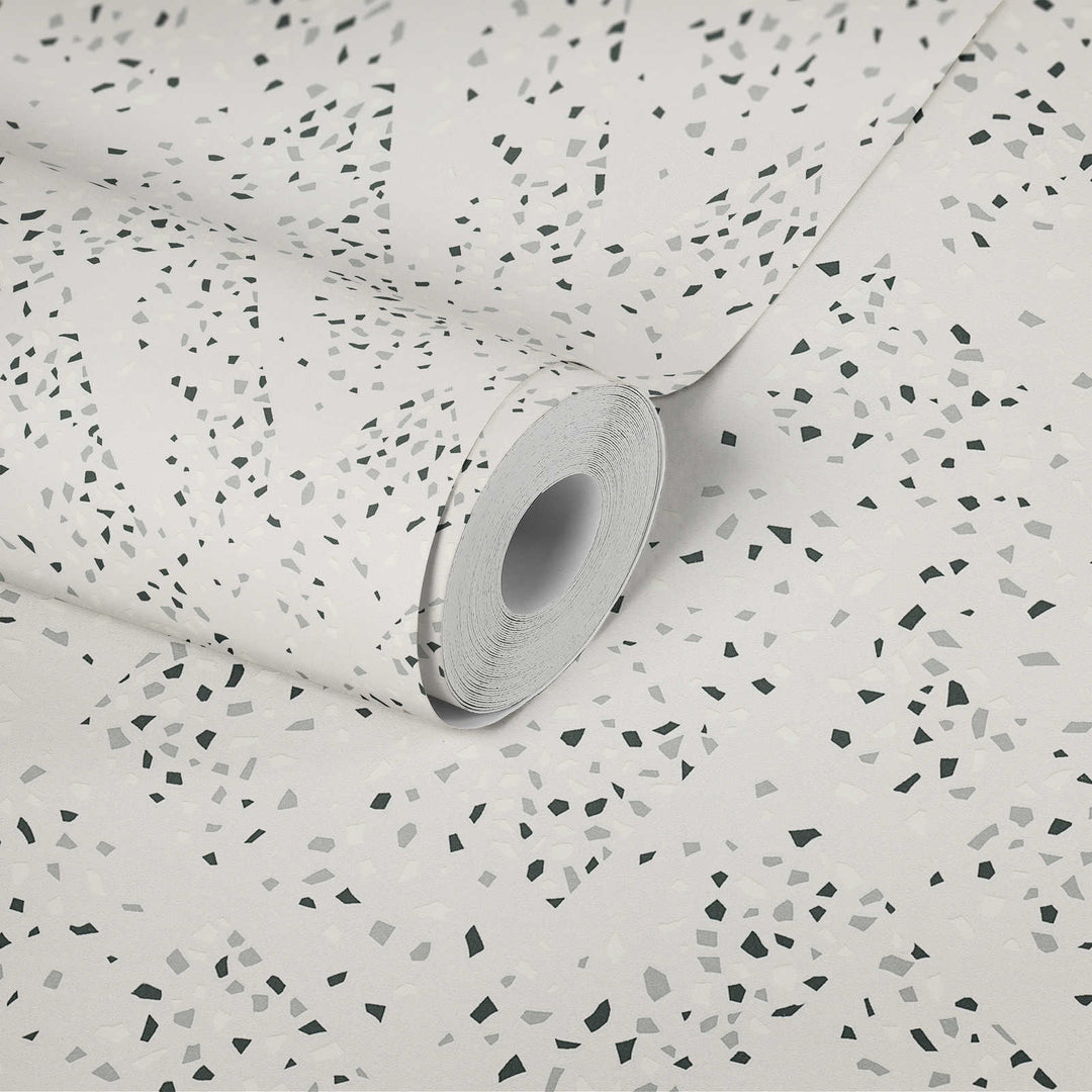 Melnbaltas terrazzo tapetes AS Creation 37394-2 AS Creation