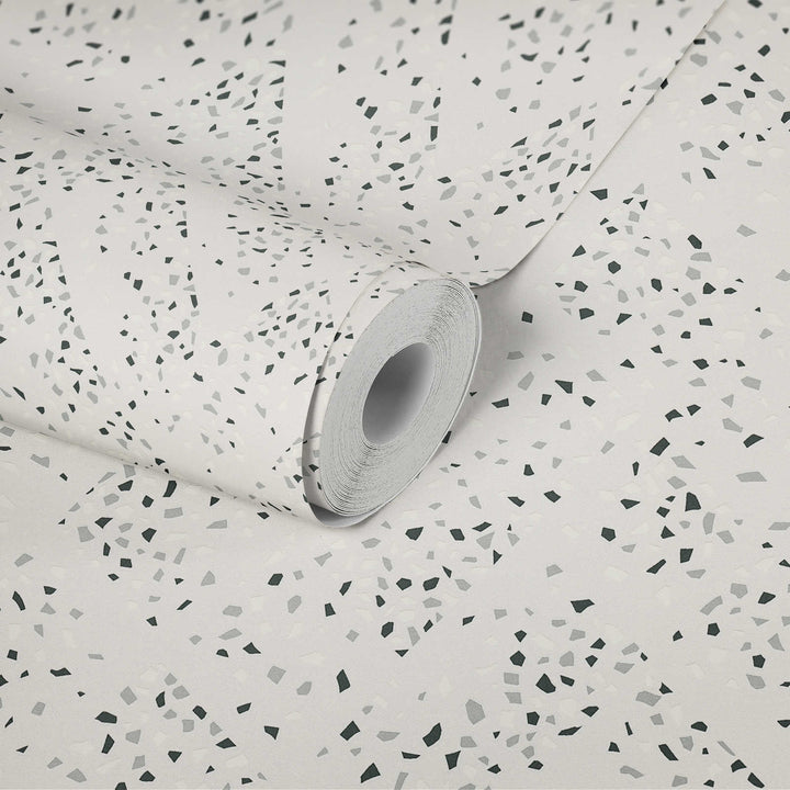 Melnbaltas terrazzo tapetes AS Creation 37394-2 AS Creation