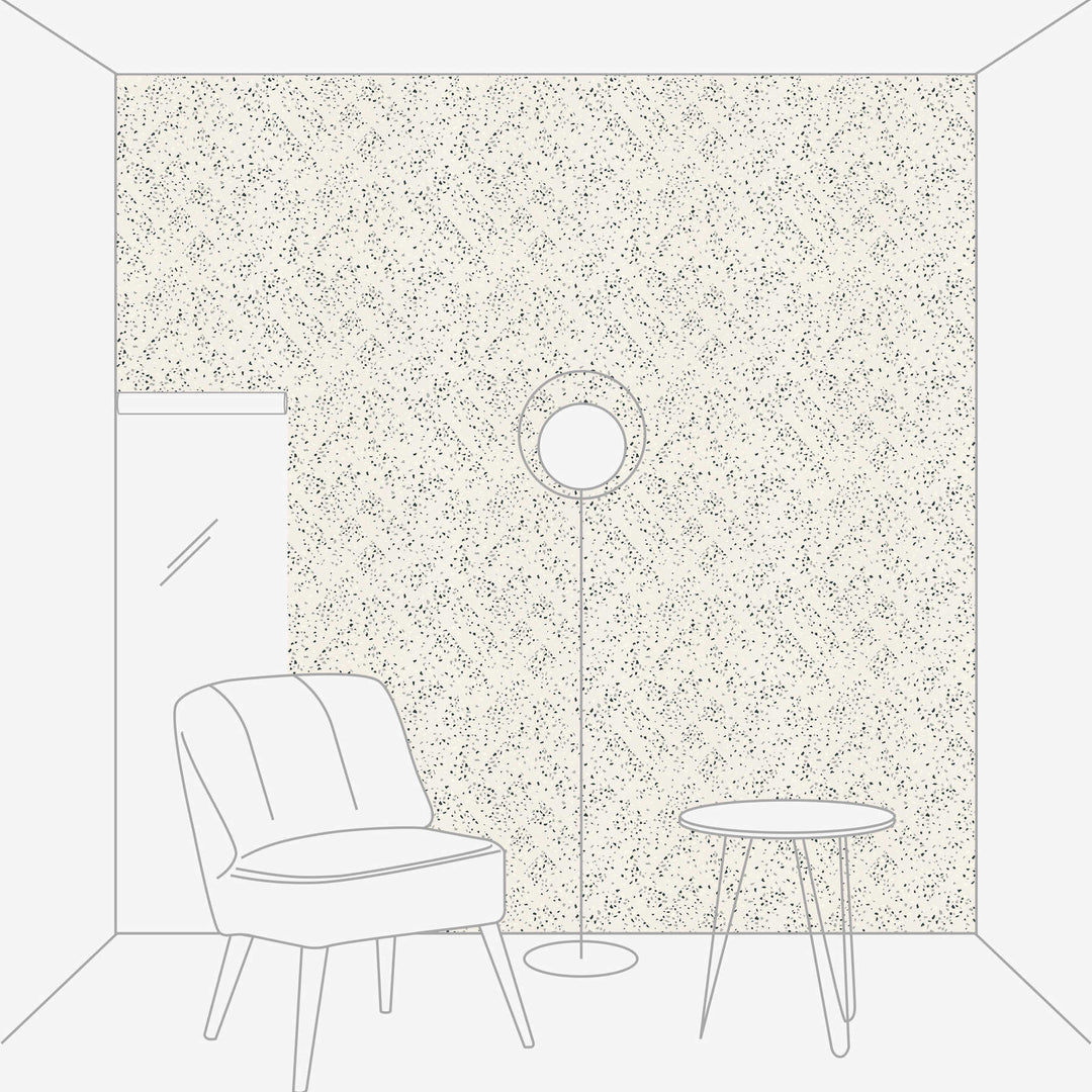 Melnbaltas terrazzo tapetes AS Creation 37394-2 AS Creation