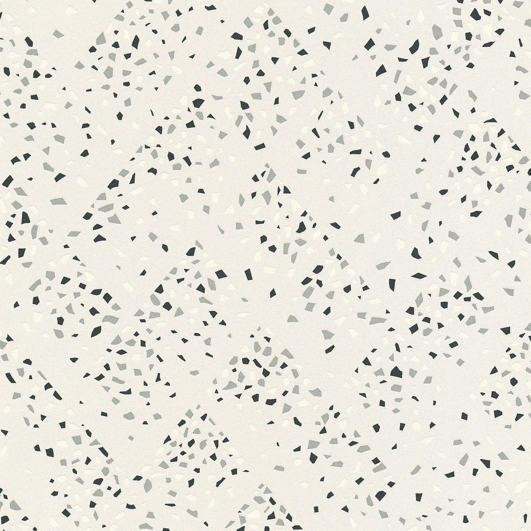 Melnbaltas terrazzo tapetes AS Creation 37394-2 AS Creation
