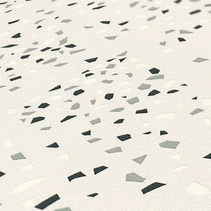 Melnbaltas terrazzo tapetes AS Creation 37394-2 AS Creation