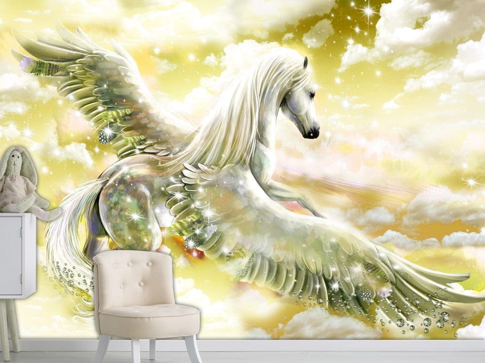 Fototapetes ar pegasu dzeltenā krāsā 107257 G-ART